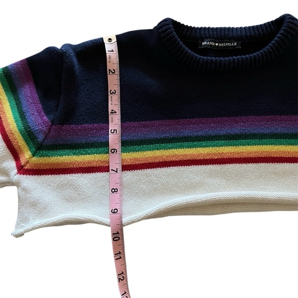 Brandy Melville Rainbow Stripe Cropped Knit Sweater - Picture 11 of 12